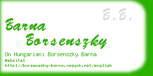 barna borsenszky business card